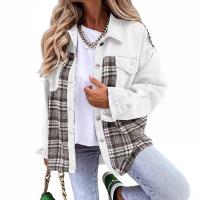 Chaqueta vaquera con estampado a cuadros para mujer, abrigos informales, tops de retazos, chaquetas femeninas, moda de invierno - details 3