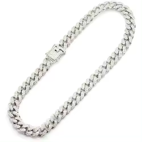 Collar Cadena con Diamante de Imitación Plateada Dorado Hip Hop para Hombre Mujer de Aleacion, Hombres - 1