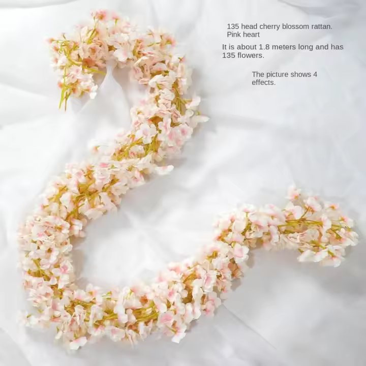 Enredadera de flor de cerezo simulada creativa de 180CM, elegante enredadera de flores de Sakura simuladas, sedas falsas, plantas para álbum de recortes, decoración del hogar - 1