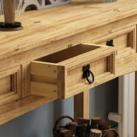Mesa consola de pino macizo encerado con estante de madera de pino - details 6