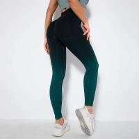 Malla de color degradado sin costuras para mujer, pantalones para correr Fiess con sandalia para realzar la cadera, pantalones de yoga de secado rápido - details 14