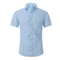Camisas de manga corta para hombre, gran oferta de línea de algodón, Color sólido, cuello vuelto, estilo informal de playa de talla grande - details 5