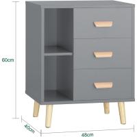 Auxiliares Mesita de Noche con 3 Cajones Mesa para Salón Comedor con 2 Estantes 48 x 40 x 60 cm Gris ES - details 19