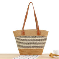 2025 nueva bolsa de mano de gran capacidad a rayas bolsa tejida a mano con textura Premium bolsa de hombro versátil para vacaciones - details 12