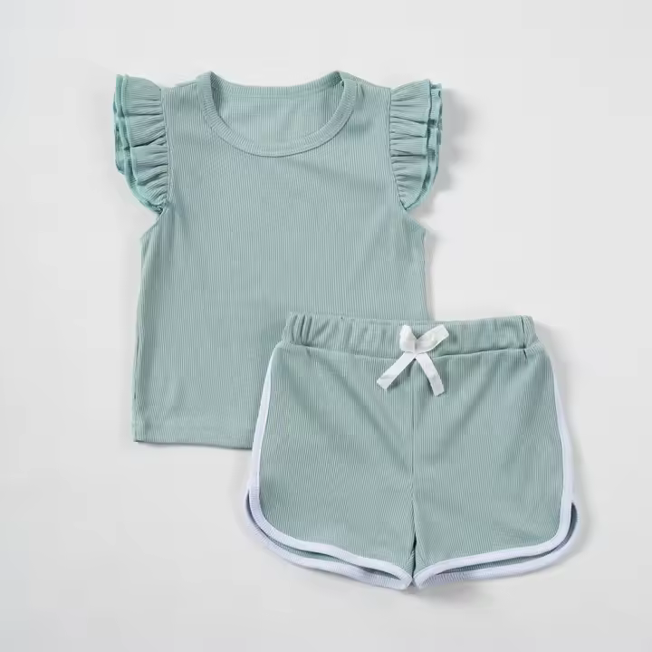 Conjunto de verano para bebé niña 2025, shorts y camiseta cómoda, transpirable, ropa de casa, estilo casual, sin mangas, cuello redondo. - 1