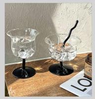 Copa de cristal vintage estilo Ins, copas de vino tinto con cola de tallo inferior negro, copas de Bar, 1 pieza - details 26