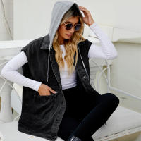 Chaqueta vaquera con capucha para mujer, deshilachada, rasgada, informal, con botones, ligera - details 8
