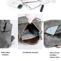 Mochila Retro de cuero PU para mujer, bolso de hombro de gran capacidad con cremallera y correa ajustable - details 0
