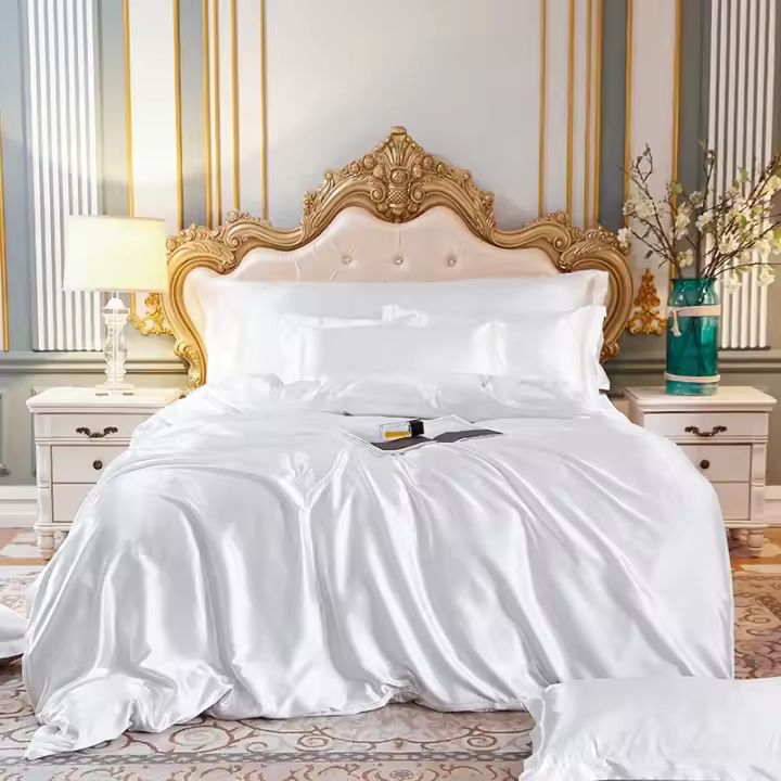 Juego de cama de seda morera, funda nórdica, funda de almohada, sábanas de satén de lujo - 1