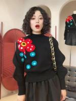 Otoño Invierno suéteres de punto mujeres jerseys moda coreana volantes manga 3D flores prendas de punto Top suéter Sueter Mujer Jumper - details 4