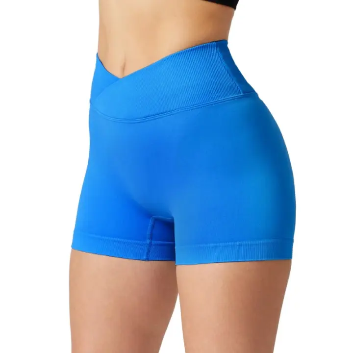 Pantalones cortos deportivos de cintura alta sin costuras para mujer de ropa deportiva - 1