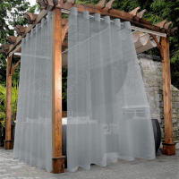 Cortina Transparente Impermeable Para Exteriores 1Pc/2Pcs Color Negro Blanco Gris Hecha De Poliéster 100% Translúcida - details 6