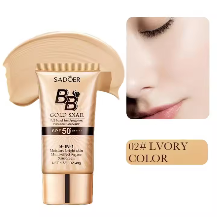 40g SPF50 + crema BB con protección solar de Caracol dorado, crema facial líquida, maquillaje BB, corrector blanqueador de Base facial, crema resistente al agua V3J1 - 1