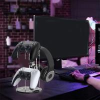 Soporte de exhibición acrílico de 2 capas para mando de juegos, transparente, con soporte para auriculares, colgador, controlador de juego inalámbrico, ahorro de espacio - details 9