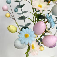 Decoración de Pascua, huevo Artificial, rama de flor de tulipán, margaritas falsas coloridas, ramos DIY para fiesta de Pascua, decoraciones de mesa para el hogar - details 3