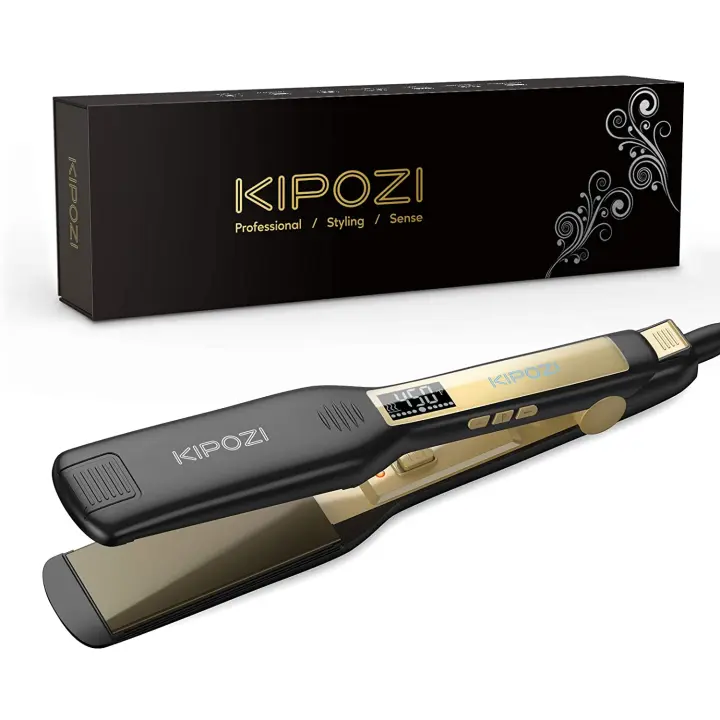 Plancha de pelo profesional KIPOZI de titanio 2025 con pantalla LCD Digital, rizador de calentamiento instantáneo de doble voltaje - 1