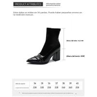 Botines De Tacón Para Mujer, Botines Clásicos De Diario Con Puntera Estrecha Y Cremallera Lateral, - details 1