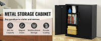 SucceBuy Gabinete de almacenamiento de metal, 2 puertas magnéticas y 4 estantes ajustables. 200 libras/capacidad de estante. Bloqueo de acero. 42''. 3 llaves. - details 0