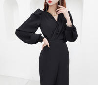BGTEEVER-monos elegantes de manga larga con cuello en V para mujer, monos sólidos para mujer, Moda de Primavera, cintura delgada, suéteres de pierna ancha para mujer - details 6