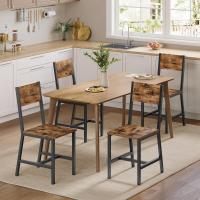 Sillas de Comedor, Juego de 4, Marco de Acero, Estilo Industrial, para Comedor, Salón, Cocina, Marrón Rústico y Negro - details 19