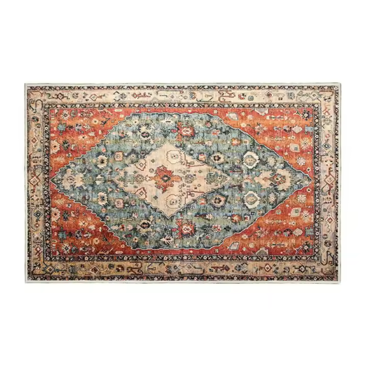 Alfombra de salón, alfombra bohemia de lana sintética para interiores, antideslizante, lavable, dormitorio, mesa de comedor - 1