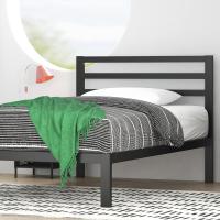 Cama 90x190 cm - Altura 36 cm con almacenaje debajo de la cama - Estructura de cama de plataforma de metal con cabecero - Negro - details 8