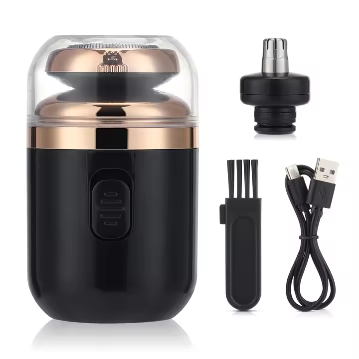 Mini Afeitadora eléctrica para hombres, recortadora de barba y pelo de nariz, tamaño de bolsillo, lavable, 2 en 1, cápsula de afeitar, cuchilla de viaje desmontable - 1