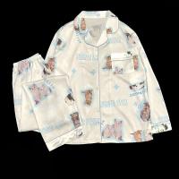 Decoración de satén para niñas Kawaii, hermosos estampados de gatos largos y cortos a la moda, novedad de verano, ropa de dormir exquisita para mujeres, seda - details 10