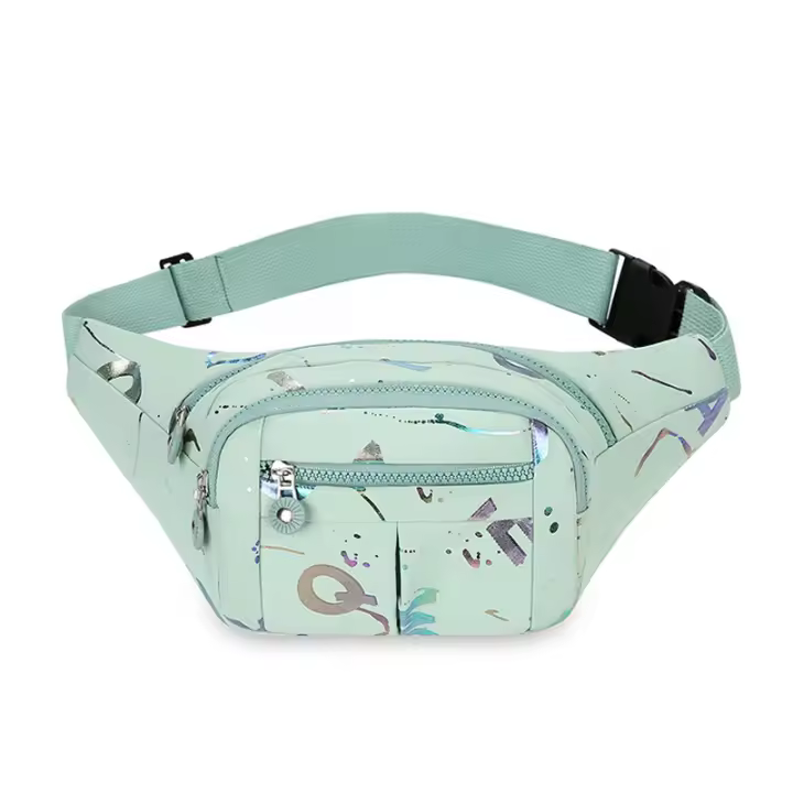 Riñonera de tres capas con solapa para mujerbolso de pecho a la moda para deportes al aire librebolso de cintura con estampado de letrasbolsos cruzados de hombro para niñas - 1