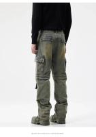 Vaqueros de moto con xes, ropa informal para hombre, moda Hip Hop Denim - details 4