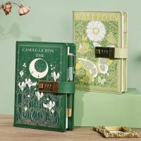 Cuaderno B6 de 224 páginas para proteger secretos, diario grueso, libro de contraseña con patrón impreso de cuero PU con cerradura, papelería - details 3