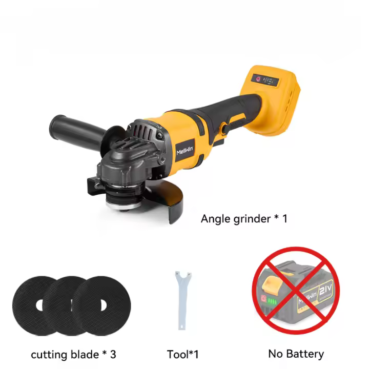 MELLWIN-amoladora angular eléctrica sin escobillas M14, 125mm, máquina pulidora inalámbrica, herramienta cortadora de carpintería para juego de pines de batería Makita - 1