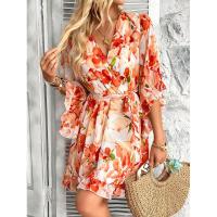Vestido fluido sin tirantes con estampado floral bohemio para mujer, verano 2025 - details 39