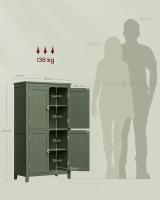 Mueble de Baño, Armario de Baño, Armario de Cocina, Armario Almacenaje con 4 Puertas, Estantes Regulables, 30 x 60 x 110 cm, Blanco - details 10