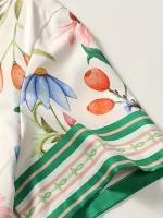 Conjunto Casual de Poliéster Ligero Camisa con Estampado Floral y Pantalones de Cierre de Cremallera Estilo de Primavera/Otoño, Ajuste Suelto, Diseño Geométrico - details 7