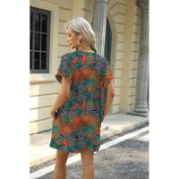 BUNO-2025 Camiseta holgada de manga corta para mujer, vestidos estampados con bolsillos y cuello redondo - details 80