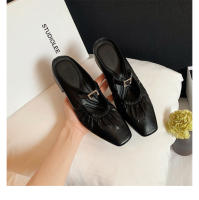 Medias zapatillas francesas sandalias de mujer zapatos Mary Jane de un pedal zapatos Muller de tacón grueso para mujer - details 82