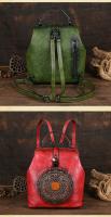 Mochila Vintage de cuero para mujer, bolso femenino con relieve, antirrobo, novedad de 2024 - details 7