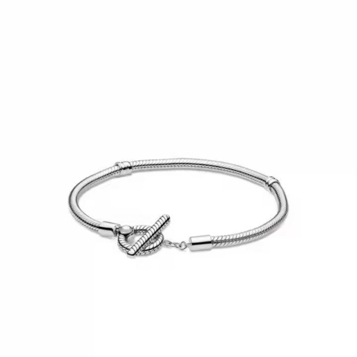 Pulsera de cadena de serpiente de plata de primer grado con cierre en forma de T, Ref: 599082 C00 - 1