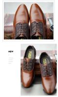 2024 zapatos con cordones puntiagudos de tamaño casual de cuero para hombres de vestir de negocios - details 4