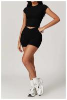 Pantalones cortos deportivos de cintura alta para mujer, monos de entrenamiento, ropa de yoga - details 23