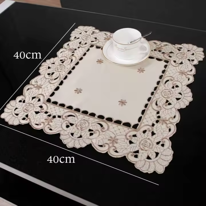 ENCE Mantel rectangular, ovalado, cuadrado, blanco de alta calidad, decoración floral para restaurante, 1 pieza - 1
