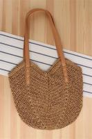Mochila de hombro de cuerda de papel tejida de hierba para mujer, bolso de playa para vacaciones, nueva moda hecha a mano - details 4