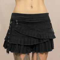 BUNO-minifaldas irregulares con volantes estéticos góticos para mujer, ropa de calle Fairycore, faldas vaqueras de tiro bajo Y2K Dark Academia 2025 - details 2