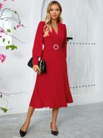 Vestido Largo de Manga Completa para Mujer Color Sólido, Corte en Línea A, Alta Calidad, Lujo Tendencia, Suelto y Elegante - details 18