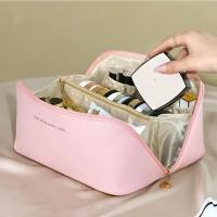 Neceser cosméticos de viaje de CUELO SINTÉTICO gran capacidad, MEJORADA,estuche de maquillaje portátil para mujer, organizador de artículos de tocador multifuncional impermeable - details 1