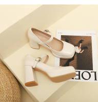 Zapatos de mujer de tacón alto y grueso estilo francés de nuevo estilo - details 22