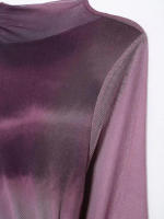 n Estampado de otoño de colores de tul plisado simple para mujer, vestido de malla informal de manga larga con - details 14