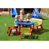 Asiento para niños fijado para Cuatro niños, como Conjunto de Estar con Mesa de Picnic o en el Casino, la Madera fsc, 90 x 85 x 45 cm, Colorido - details 13