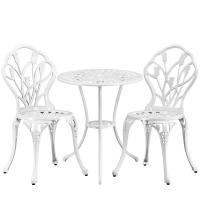 Conjunto de Mesa y Sillas Exterior Juego de Muebles de Aluminio para Jardín Balcón Terraza Blanco,44x44x85,5cm - details 0